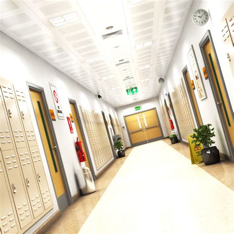 3d School Hallway 2 Model Turbosquid 1418148