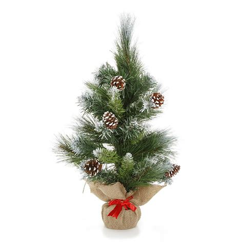 Mini Tabletop Christmas Tree With Snow And Pinecones 18 Inches Walmart