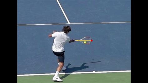 Extend out in the direction you are hitting the tennis ball and then turn your forearm and wrist over like you are trying to check the time on a watch. Federer Forehand Paradigm CliffNotes - YouTube