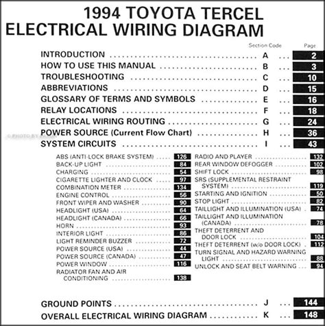 Free pdf download for thousands of cars and trucks. 1994 Toyota Tercel Wiring Diagram Manual Original