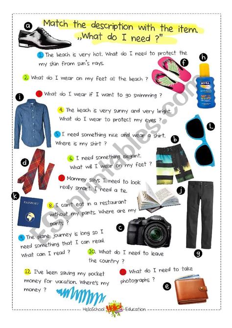 Packing For Vacations Esl Worksheet By Eistla