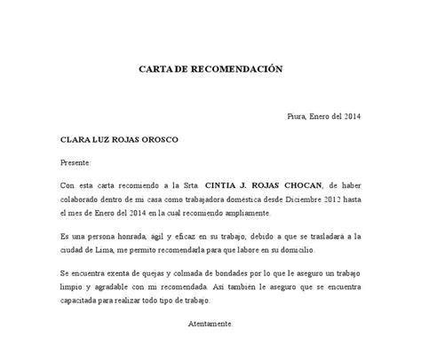 Carta De Recomendacion Empleada Domestica O Carta De