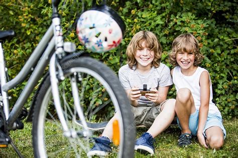 Boys Playing Games On Mobile Phone Stock Image F0226917 Science