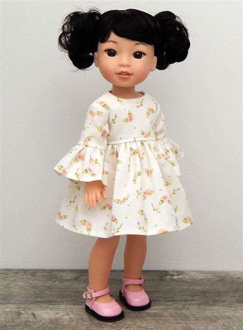 14 5 inch doll clothes ecru floral dress etsy doll clothes floral dress 18 inch doll clothes