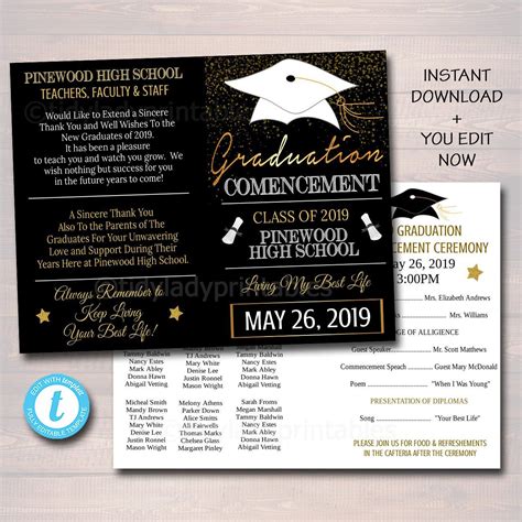 Graduation Ceremony Program Template High School Graduation College