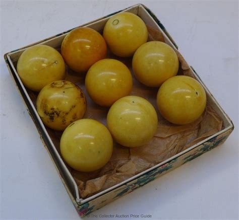 Set Of 9 X Carved Ivory Balls Discoloured Lovely Patina Etc Sold