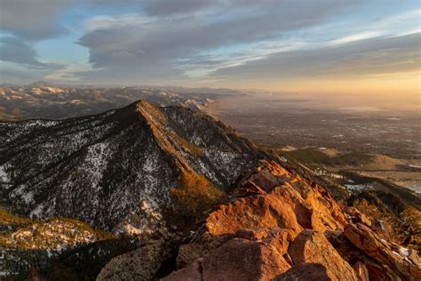 Sunrise Over Boulder Bear Peak Summit Boulder Colorado Usa Hiking