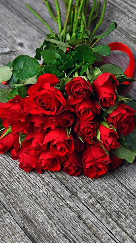 Download Romantic Red Roses Flowers Wallpaper 1080x1920