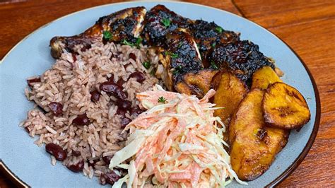 Let’s Cook With Me Oven Jerk Chicken Rice And Peas Coleslaw