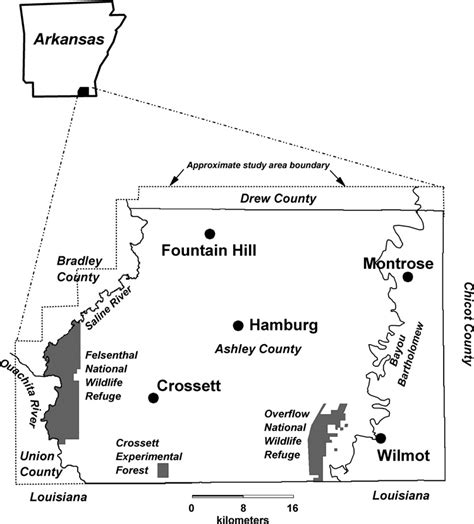 Location Of The Ashley County Arkansas Study Area Dotted Line And