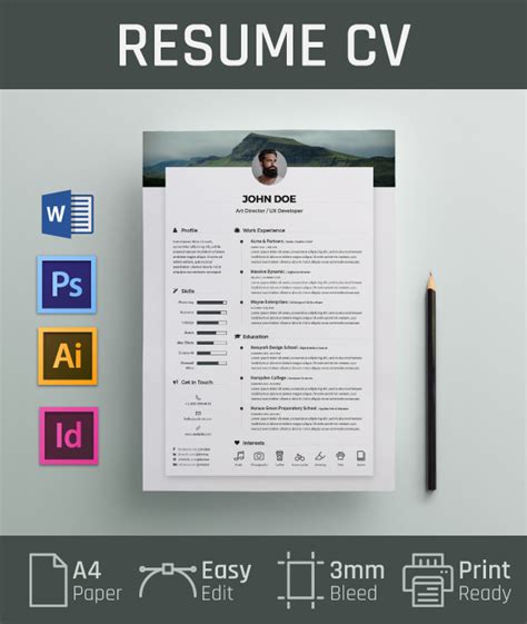 Free Resume Cv Design Template Cover Letter In Doc Psd Ai Indd Good Resume