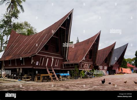 Ethnic Traditional Batak House In Toba Lake Of Sumatra Indonesia Stock