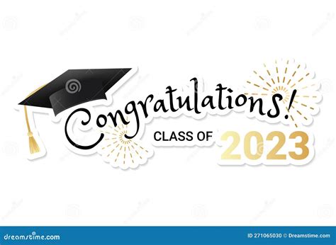 Congratulations Graduates Class Of 2023 Typography Design Graduation Ceremony Vector