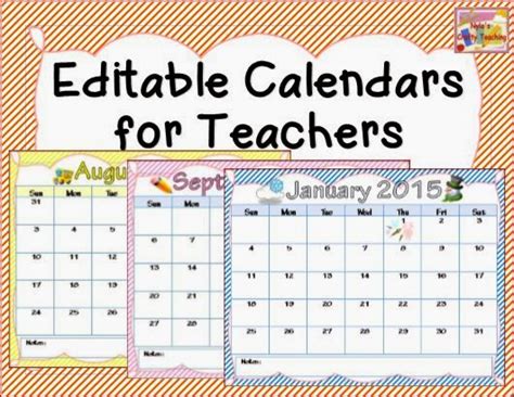 Editable Calendars For Teachers Free Calendar Template