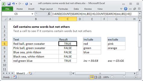 Excel Formula Cell Contains Some Words But Not Others Exceljet