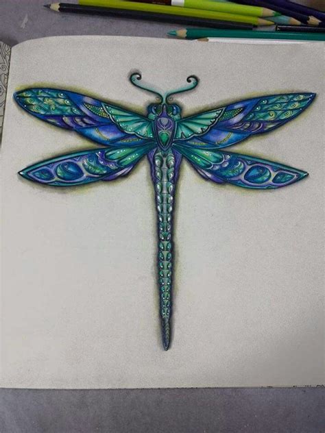 Floresta Encantada Libelula Johanna Basford Dragonfly Artwork