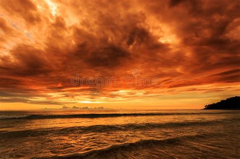 Dramatic Sunset In Karon Beach Phuket Thailand Stock Photo Image Of