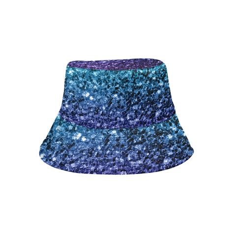 Beautiful Aqua Blue Ombre Glitter Sparkles All Over Print Bucket Hat
