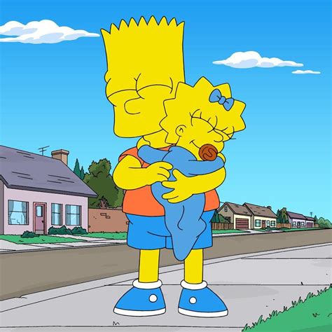 Bart And Maggie Disegno Carino Illustrazioni Abbraccio