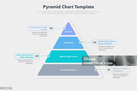 Template Grafik Piramida Dengan Empat Langkah Warnawarni Ilustrasi Stok