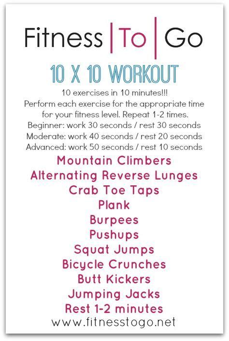 10 X 10 Workout Hitt Workout Tabata Workouts Workout Plan At Home