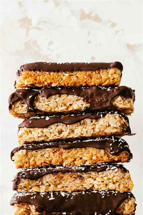 Chocolate Dipped Coconut Peanut Granola Bars Soft Chewy SugarSalted