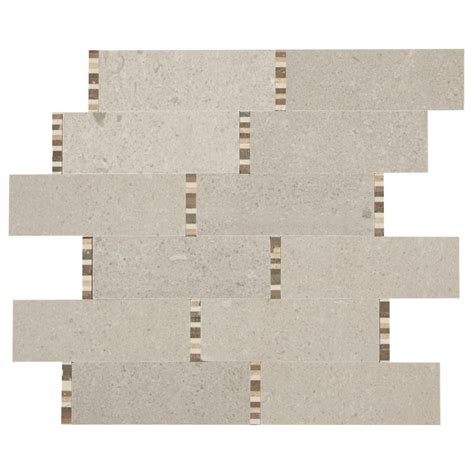 Daltile Premier Accents Bisque Mini Brick Joint 11 In X 13 In X 8 Mm Stone Mosaic Floor And