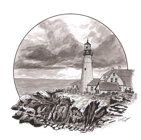 Inktober Day 15 Stormy Lighthouse Micron Pen And Black Magic Ink