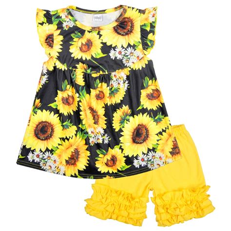 Baby Girls Boutique outfit Clothes Set CONICE NINI Sunflower Pattern 