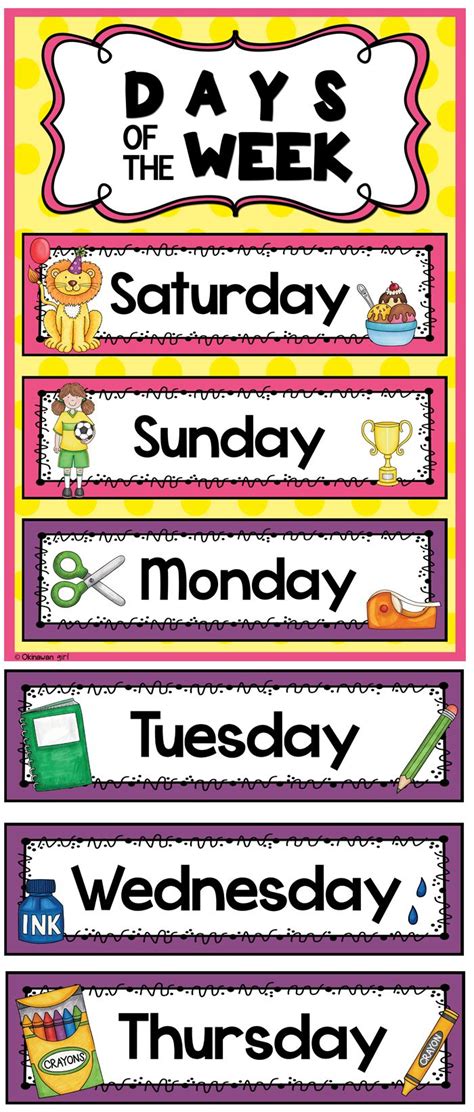 They hear and learn, so it should be an easy one. Days of the Week Headers: This is a classroom tested ...