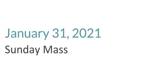 Sunday Mass January 31 2021 Youtube