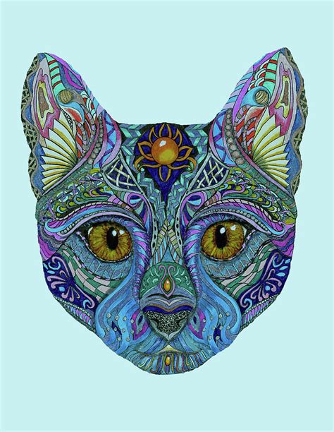 Psychedelic Cat Painting By Linda Mcmillen Fine Art America