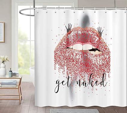 Jawo Get Naked Shower Curtain Red Funny Kiss Waterproof Bath Curtain