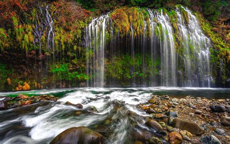 Download Wallpapers Beautiful Waterfall Rock Jungle Lake Mountains