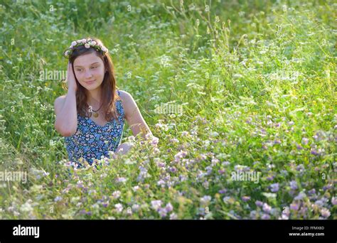 Beautiful Teenage Girl Enjoying Nature Stock Photo Alamy