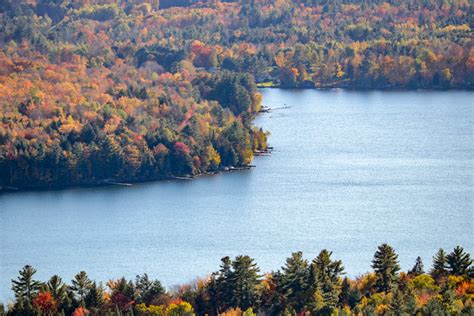 An Autumn View Of Clearwater Lake From Pico Ridge In Industry Maine