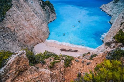Navagio Shipwreck Beach On Zakynthos Island Greece Famous Attraction
