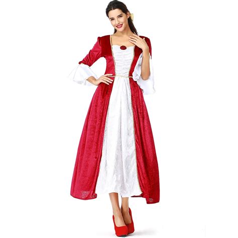 Women Red White Medieval Renaissance Victorian Dress Princess Queen