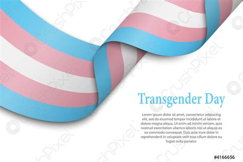 Waving Ribbon Or Banner With Transgender Pride Flag Stock Vector