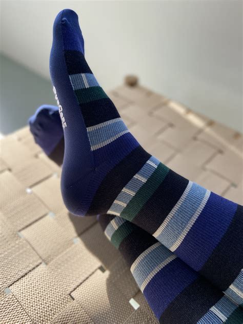 Compression Stockings Indie Stripes With Blue And Green Stripes
