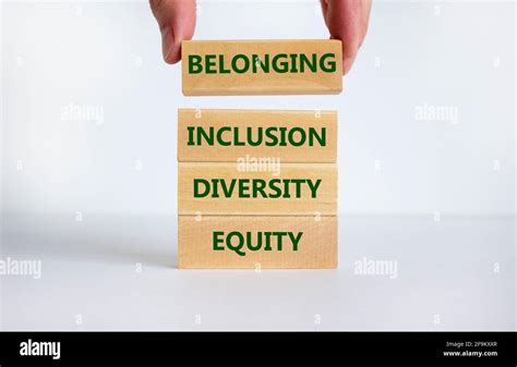 Equity Diversity Inclusion And Belonging Symbol Wooden Blocks With