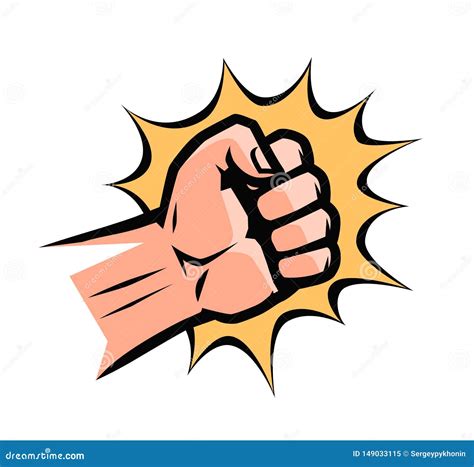 punch pop art retro comic style clenched fist cartoon vector illustration stock vector
