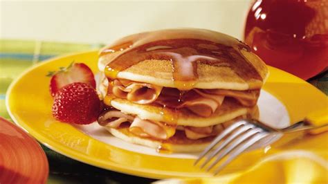 Country Ham Pancakes With Butter Maple Syrup Recipe