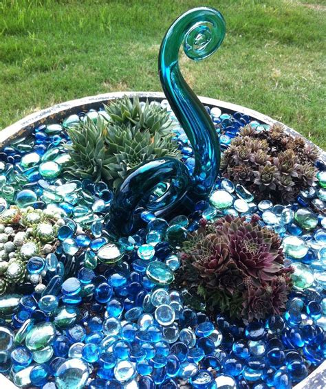 Glass Stones With Succulents Landscaping With Rocks Succulent Landscape Design Diy Garden
