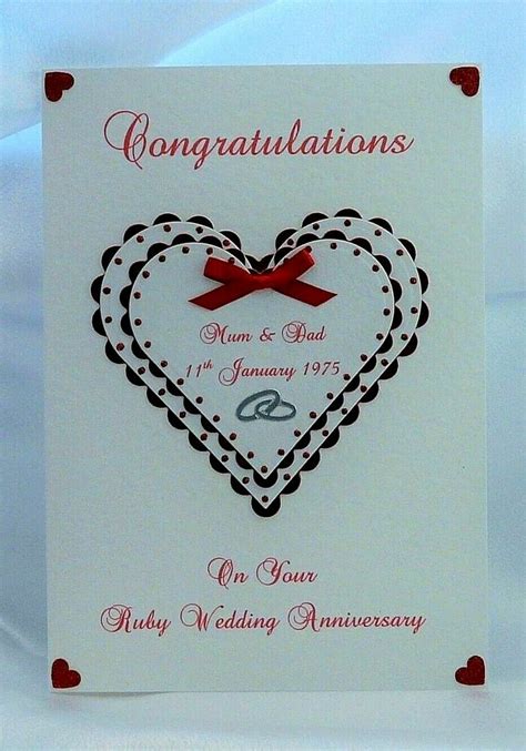 Marriage anniversary day is very special for couple in a year. Ruby 40th Wedding Anniversary Card Wife/Husband/Friends ...