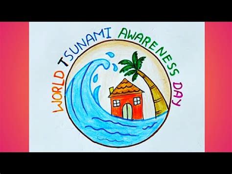 World Tsunami Awareness Day Drawing Easy Poster Flood Drawing Tsunami