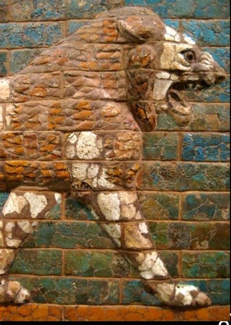 Grazed Bricks With Images Of A Lion At The Ishtar Gate Of