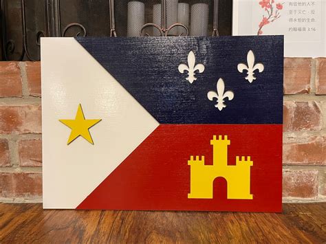 Wooden Flag Flag Of Acadiana Louisiana Acadian Flag Multiple Sizes Etsy