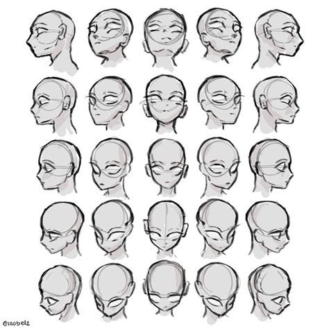 An Animation Characters Head Is Shown With Different Angles And Facial