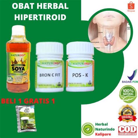 Jual Obat Hipertiroid Herbal Gondok Struma Toksis Naturindofit Shopee